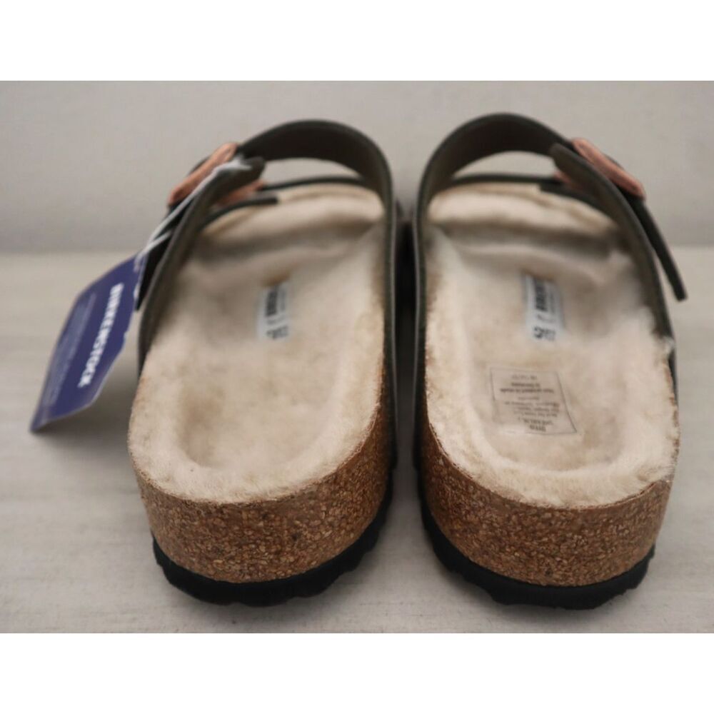 Birkenstock WMN Sz EUR 42 US 11 Green Arizona Shearling-Lined Slide Sandals - Picture 3 of 13